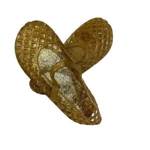 Old Navy Girls Gold Sparkle Jelly Sandals Mary Jane Shoes Summer Shoes Size 11